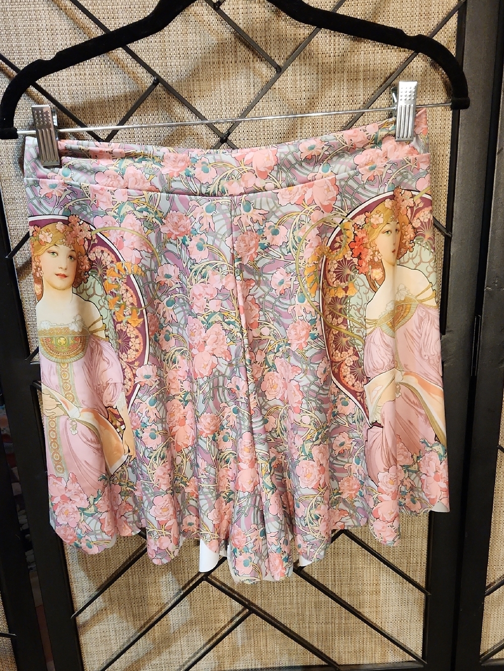 Blackmilk Pink Art Nouveau Floral Circle Skirt
